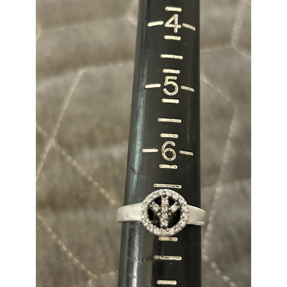 925 STERLING SILVER ''PEACE'' SIGN RING SIZE 7 FAS #414 - Picture 2 of 7